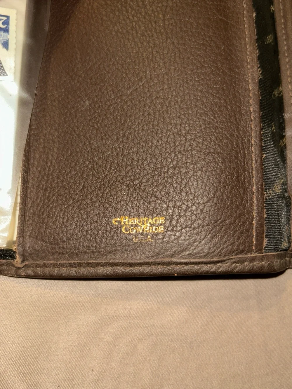 Heritage Brown Leather Checkbook Holder with Branded Lining VINTAGE 90s USA - Picture 4 of 11